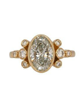 2ct Lab Created Diamond Engagement Ring in 14K Yellow Gold with Natural Diamonds